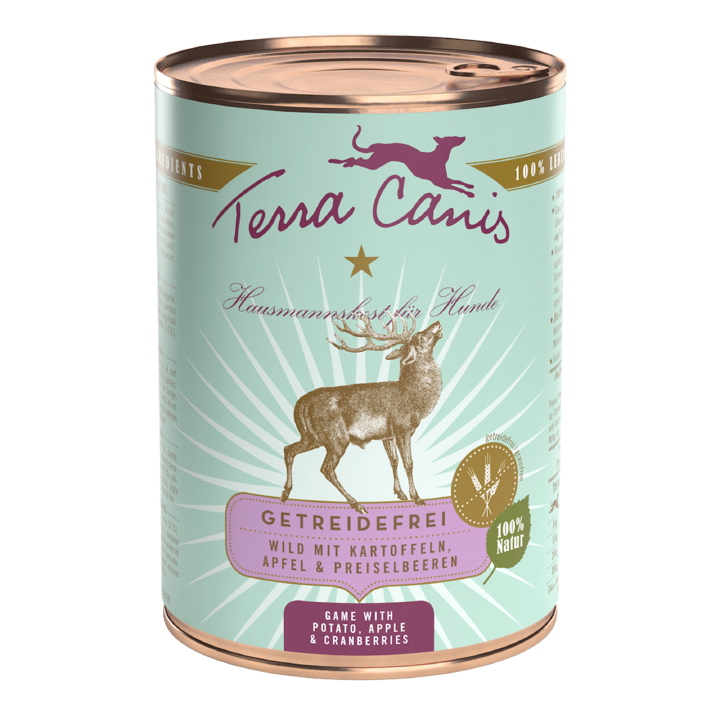 Terra Canis Hunde-Nassfutter Getreidefrei Wild mit Kartoffel und Apfel